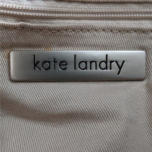Kate Landry Tan and Black Linen Shoulder Bag - Picture 10 of 11